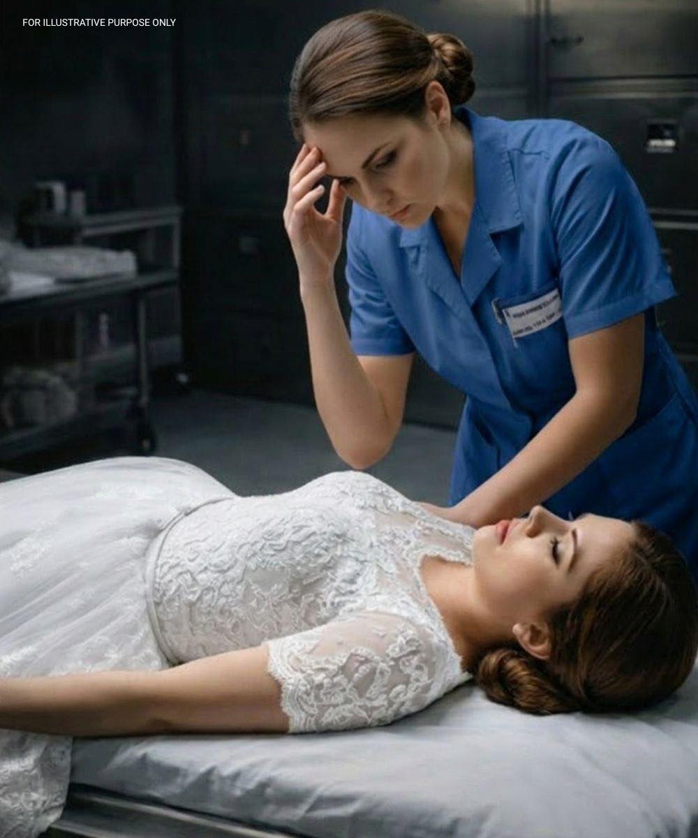 The bride collapsed during her wedding and was declared d3ad. At the morgue, the attendant noticed something sh0cking—her cheeks were still pink, her skin warm, and a faint heartbeat pulsed beneath her chest.