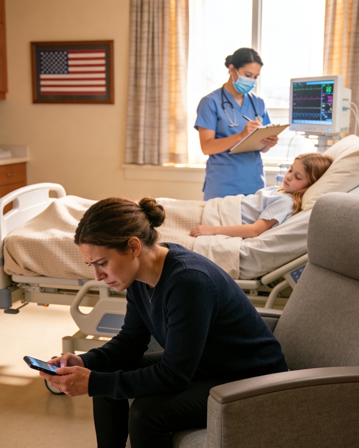 When my daughter was in the ER after an accident, a police officer entered the room. He pulled me aside into the hallway. “Ma’am, do you actually know who your husband really is?” “Why would you ask me that?” My heart pounded. He leaned closer and whispered, “Because the truth is…”