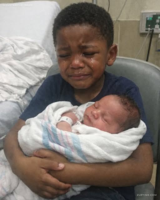 The stillborn baby was placed in his older brother’s arms, seconds later, a cry echoes loudly!