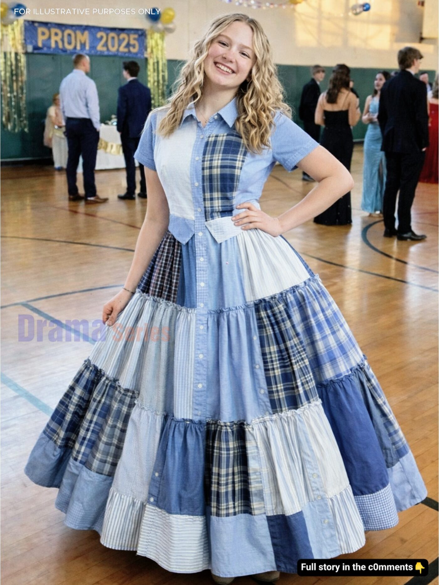 I Sewed My Prom Dress From My Dad’s Work Shirts—They Laughed at Me, Until the Principal Took the Mic and the Room Fell Silent