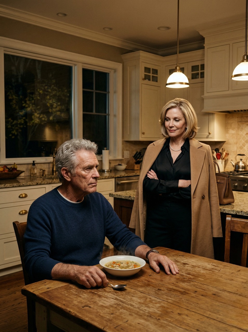 When My Wife Came Home At 11:04 P.M. Smirking And Confessed She Had Slept With Her Boss, She Expected Me To Shatter At The Kitchen Table—But While She Thought She Was Destroying A Faithful Old Husband With One Cruel Sentence, She Had No Idea The Quiet Man Finishing His Homemade Soup Had Already Uncovered The Affair, Followed The Money, Rebuilt The Business In Secret, And Was About To Walk Away So Completely That By Sunrise She Would Wake Up To An Empty House, A Dead Account, A Public Scandal, And The Ruins Of The Life She Thought She Controlled…