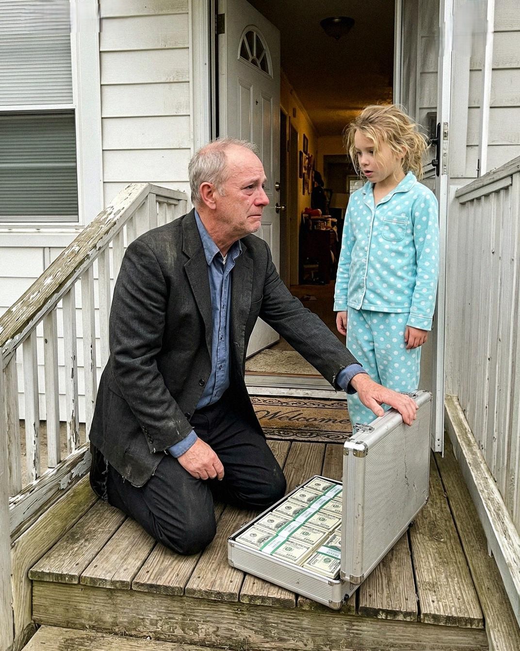 I Found a Briefcase of Cash on My Porch After My Daughters Act of Kindness, Then the Stranger Revealed He Was the Reason My Wife Died in Poverty
