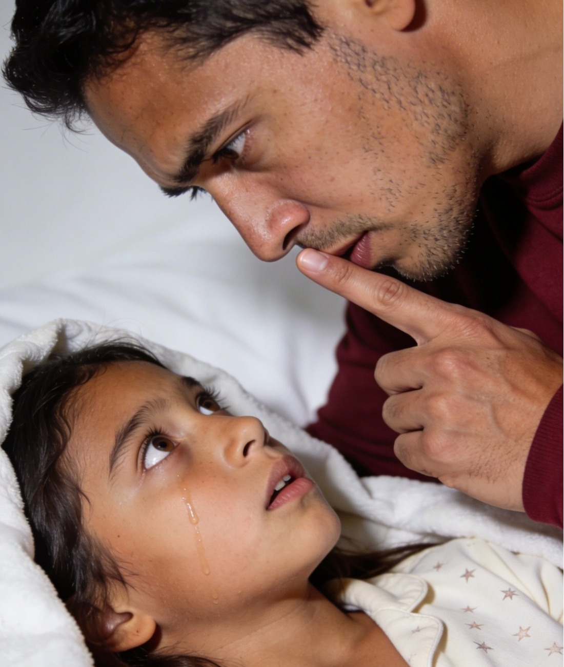 He looked at me with those huge, tired eyes, still attentive to any change in my voice…