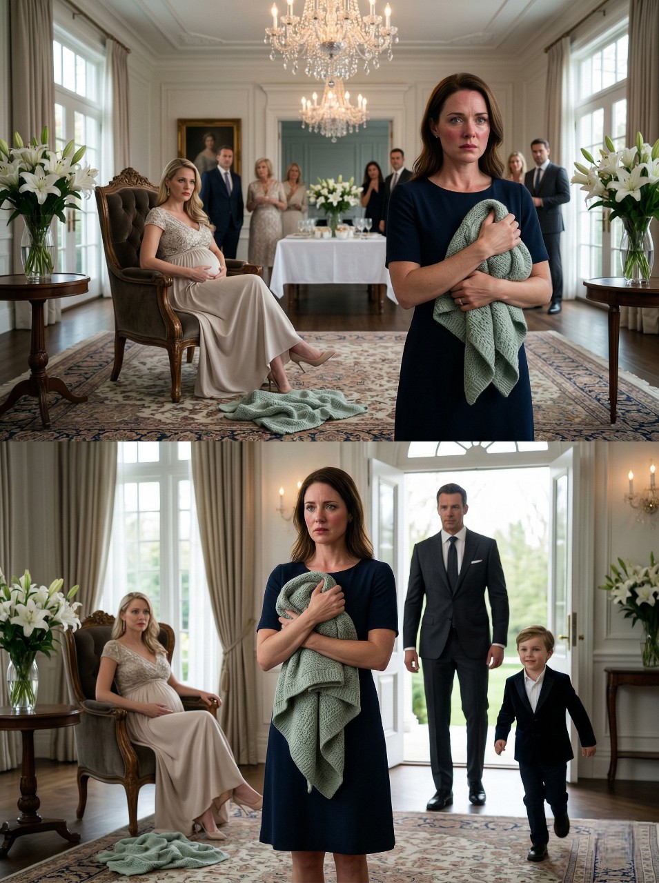 At My Sister’s Luxury Baby Shower, She Tossed My Handmade Gift Onto the Floor and Called Me a Broke Failure—Then My Husband Arrived by Helicopter With His Son, a Property Deed, and the Truth That Destroyed My Entire Family in Public…