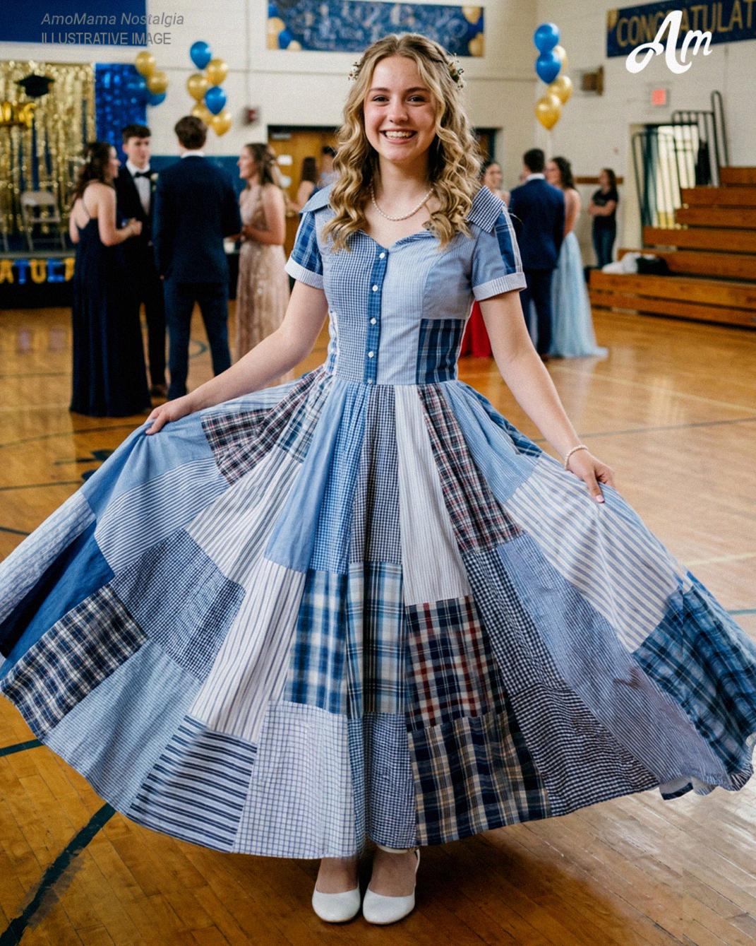 I Sewed a Dress From My Dad’s Shirts for Prom in His Honor – My Classmates Laughed Until the Principal Took the Mic and the Room Fell Silent