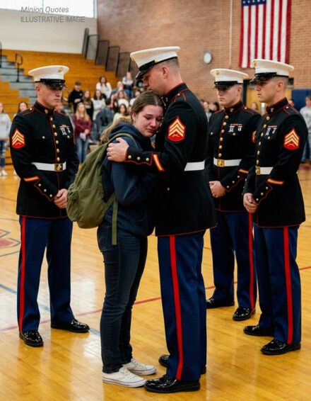 My 14-Year-Old Got Detention for Defending Her Marine Dad – When Four Men in Uniform Walked Into the School, the Entire Building Went Silent