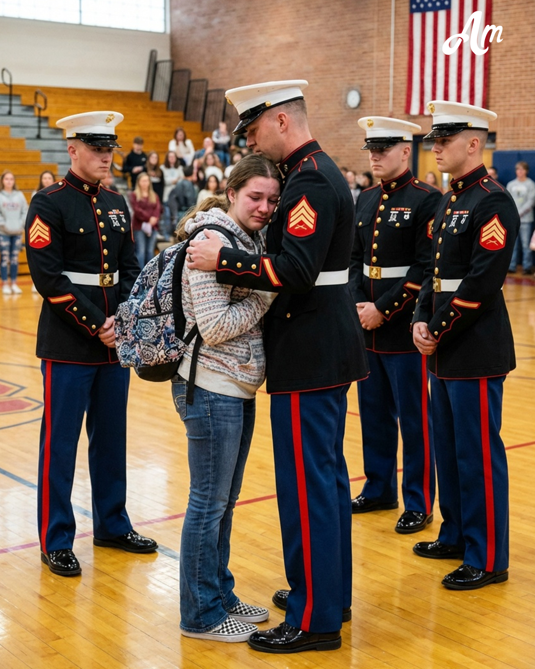 My 14-Year-Old Got Detention for Defending Her Marine Dad – When Four Men in Uniform Walked Into the School, the Entire Building Went Silent
