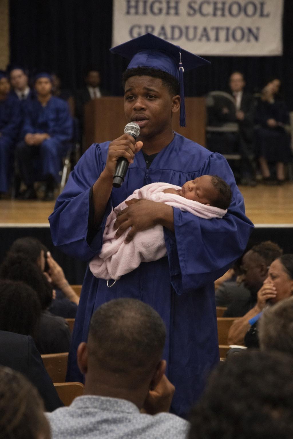They Laughed When My Son Stepped Onto The Graduation Stage Holding A Newborn — One Woman Whispered “Just Like His Mother”… But What He Said Next Brought The Entire Room To Silence